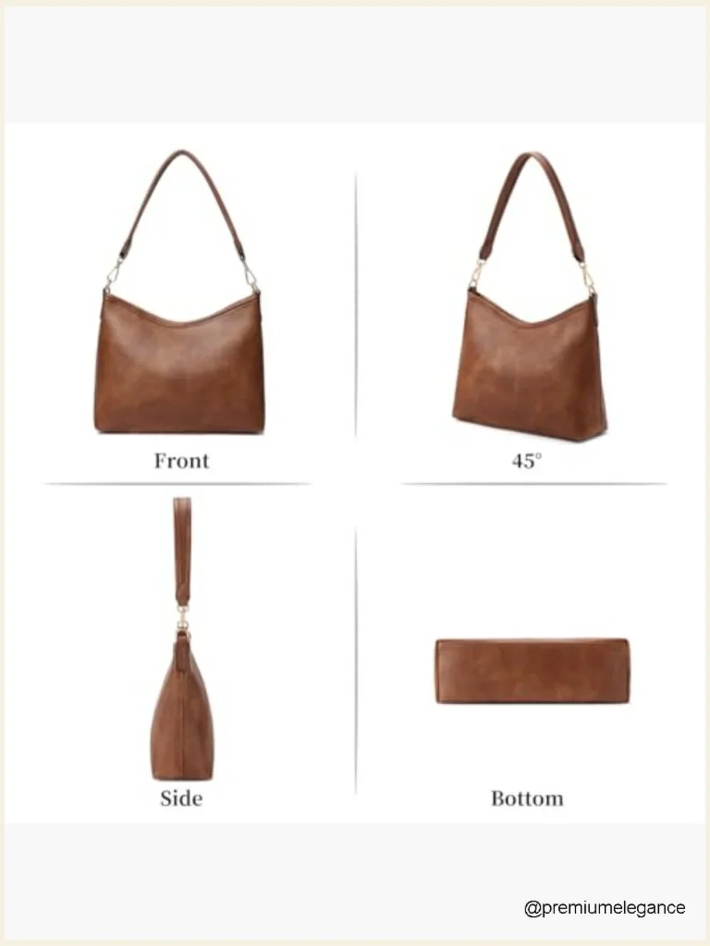 Vegan Leather Crescent Hobo Bag Cross Body Purse with Strap